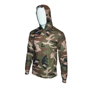 CAMOUFLAGE Ultra light weight Long sleeve hoodie shirt / made with polyester birdeye mesh fabric