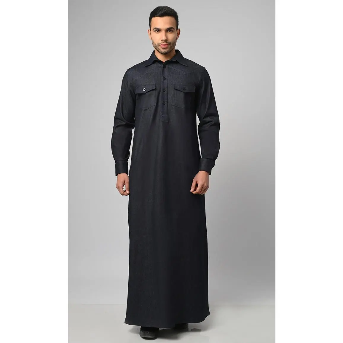 Casual Modest Denim Designer Thobe/Jubba For Men