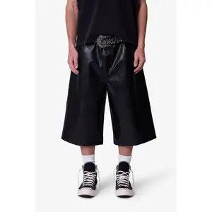 mnml Ultra Baggy Leather Shorts - Black