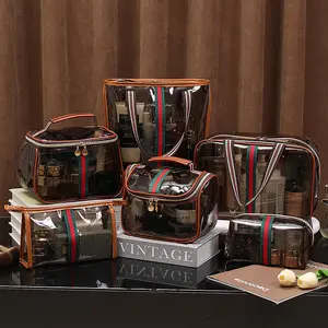 New PVC Waterproof, Luxury Fashion Style, High Aesthetic Design, Wide Handle, Large Capacity, Portable Multifunctional, Travel Cosmetic Bags, Makeup Storage Bag, Makeup Organizer Pouch