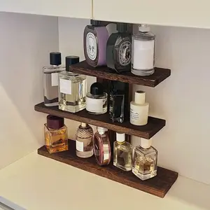 Vintage Wooden Perfume Display Rack, Multi-Layer Cosmetic Organizer, Desktop Storage Shelf, Retro Makeup Stand, Home Decor