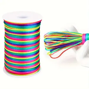 Brightly colored decorative lines, Macarais thread, Nylon Braided decorative woven rope, pull rope, string, items for DIY bracelet making