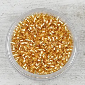 Gold Transparent Silver Lined 11/0 Delica Seed Beads || DB-0042 |    11/0 delica beads || DB0042
