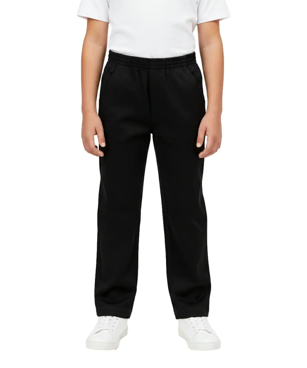 unik Boy's Black Uniform All Elastic Waist Pull-on Pants 4-16 BU03