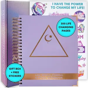 : 90 day , guided prompts, daily planner, manifestation , gratitude, mindfulness, self love, happiness, wealth, weekly habit ,  for women, undated.