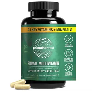 Primal Multivitamin Daily Supplement with 21 Essential Vitamins and Minerals for Women and Men, Includes Vitamin A, C, D, E, B12, B6, Biotin, Folic Acid, Zinc, Copper, and Selenium for Overall Health and Wellness