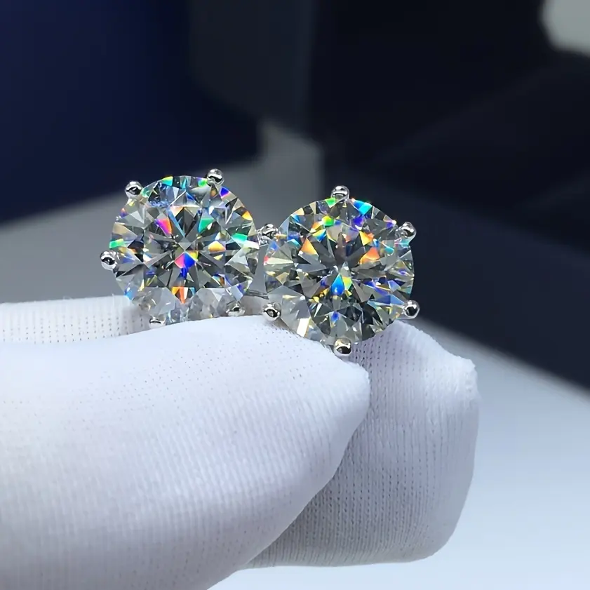 Classic Cubic Zirconia Stud Earrings for Women, Shiny Silver-Plated Costume Jewelry, Available in 0.5-3CT, Earrings Studs, Stylish Jewelry, Diamanté Earrings