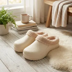 Classic Fur Lined Clogs Waterproof Winter Fuzzy Slippers for Women Men Indoor & Outdoor Comfortable Warm EVA Shoes winterfashion winteroutfit