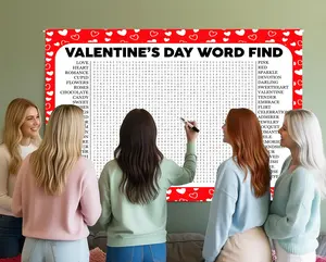 Valentine's Day Word Search Game, Crossword Puzzle, Word Find Poster, Gathering Activity