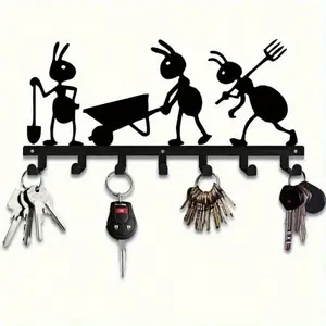 Ant-Themed Metal Keychain - Contemporary Wall-Mounted Organizer | Secure Keys/Coats/Hats | Durable Metal Hooks for Office/Hallway/Entryway | Utility Hooks keys hooks.