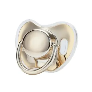 MIYOCAR 2pcs Baby Pacifier with Bling Metallic Gold Silver Color Luxurious Pacifiers Ideal Gift for New Born Baby and Baby Shower ninni pacifier