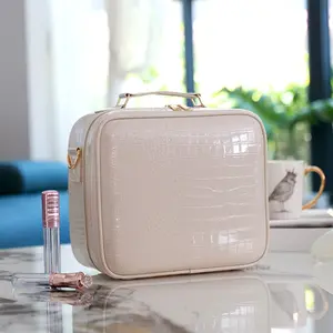 Multi-Functional Makeup Brush Bag, Adjustable Sponge Divider, DIY Custom Space, Multi-Angle Support Strap, Large Capacity Portable Cosmetic Organizer