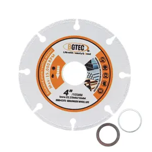 BGTEC Diamond Metal Cutting Disc,4"/105mm Vacuum Brazed Cut-Off Wheel Diamond Blade for Cutting Carbide Metal, Alloys, Iron,Stainless Steel