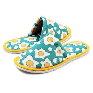 Chochili Women Egg Home Slippers Green Yellow Lightweight Silent Walk Size 7 to 8