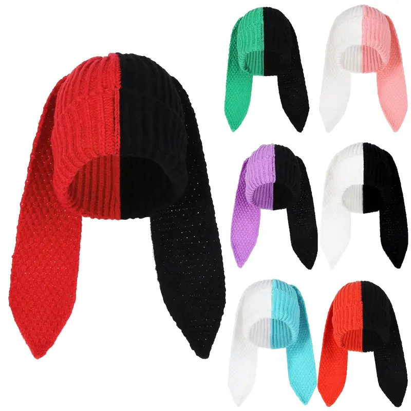 Cozy Color Block Fuzzy Slouchy Beanie Color block fuzzy knit beanie - TikTok Shop main image 2