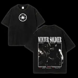Winter Soldier Retro Bootleg Tee – Vintage 90s Style Acid Washed Shirt Inspired by Bucky Barnes, Lightweight Cotton Gift for Men