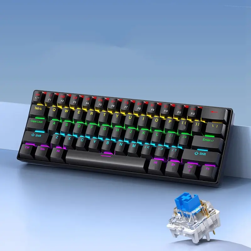 61-Key Hot-Swappable White Mini-Compact Mechanical Keyboard, Upgraded RGB Backlighting, Ergonomic Layout, DIY Switch Replacement, PC/Mac Compatible for Work & Gaming, Gaming Keyboard, Keyboards For Gaming