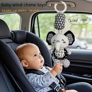 Portable Plush Baby Sensory Toy with Wind Chime and Rattle, and Design, Safe and Cute Newborn Gift, Suitable for Stroller and Crib Decor, Rattle Maracas