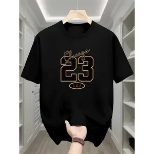 Men's Printed Casual Round Neck Short Sleeve T-Shirt, 100% Cotton Fabric, Summer Outdoor Sports Top Men's Gifts Fashion Round Neck T-Shirt for Men ​