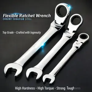 180° Rotary Torque Wrench Set SAE/Metric Dual System Chrome Vanadium Steel for Auto Heavy Duty Use Adjustable Impact Resistant