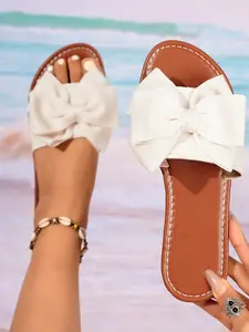 Bowknot Slide Sandals in Hot, Fashionable Women's Beach Footwear, Non-Slip Sole with Open-Toe Design for Comfort & Style