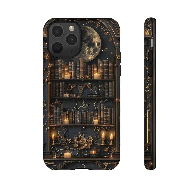 Gothic Bookshelf Phone Case Dark Academia Book Design Premium Film 2 in 1 Phone Case - Durable, Shock Absorbing and Stylish Protection - Compatible with iPhone 16, 15, 14, 13, 12, 11, Plus, Pro, Pro Max, Perfect birthday gift for friends. Protective Local