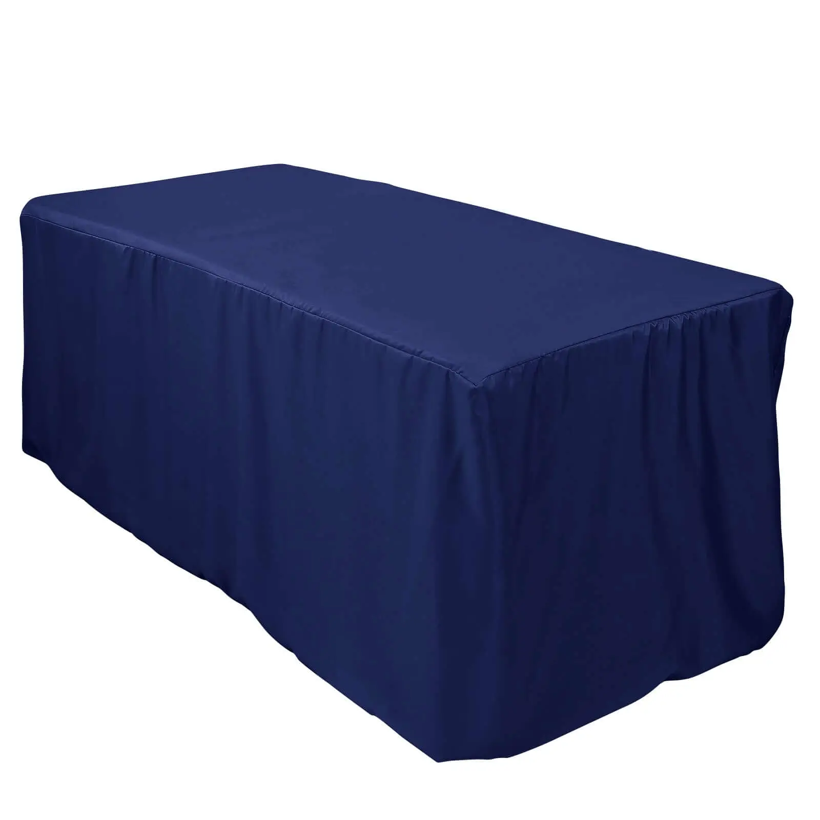 Navy Blue Fitted Polyester 72"x30" Rectangle Tablecloth - Durable Table Cover for Wedding, Ceremony Use