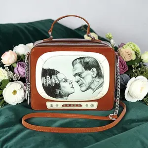 Glow in the Dark Frankenstein and Bride Tv Set Bag in Vinyl