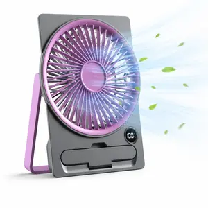Desktop Fan Turbo Table Fan Travel Vacation Essentials for Office  5 Speeds Ultra+ 【Level 1 Natural Breeze】 Display Low Noise Rechargeable Battery Cooling Quiet Desk Fan Portable