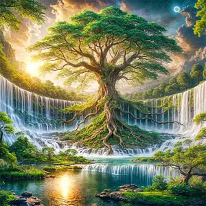 Diamond Embroidery Tree Landscape Painting Waterfall DIY Cross Stitch Kits Art Diamond Mosaic Decor For Home