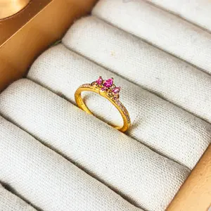 Princess Tiara Ring – 14k Gold-Plated Princess Crown with CZ Crystals