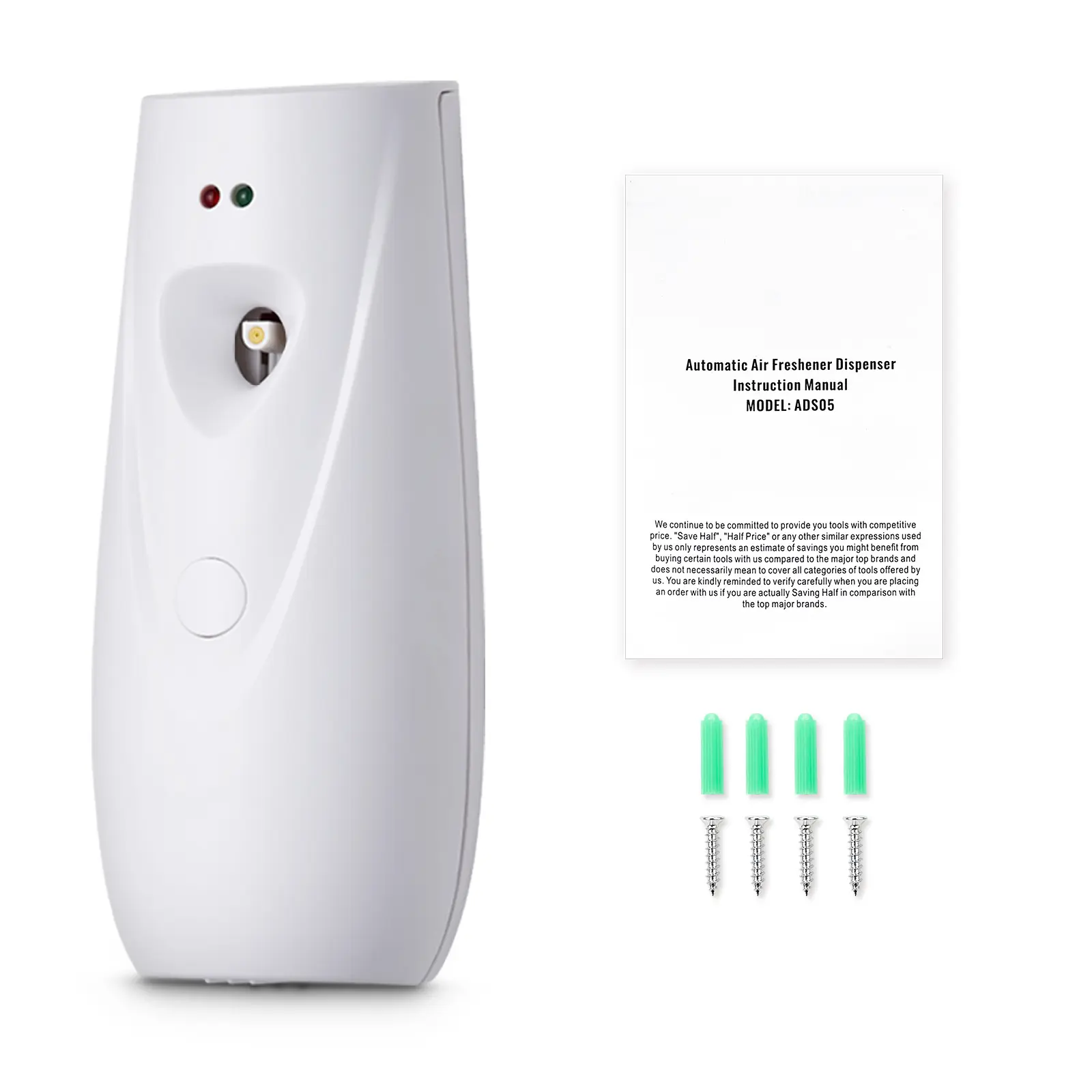 2-Pack White Automatic Air Freshener Spray Dispenser - Wall Mounted or Free Standing, Battery Operated, Multiple Settings for Home Indoor Areas, Offices, Commercial Use (Tools & Hardware Hand Tool Accessory)