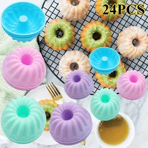 24Pcs Pumpkin Silicone Baking Cups, Nonstick Cupcake Molds Fancy Dessert Tray Great for Occasions Of Birthday Party, Holiday Party, Shower or Wedding