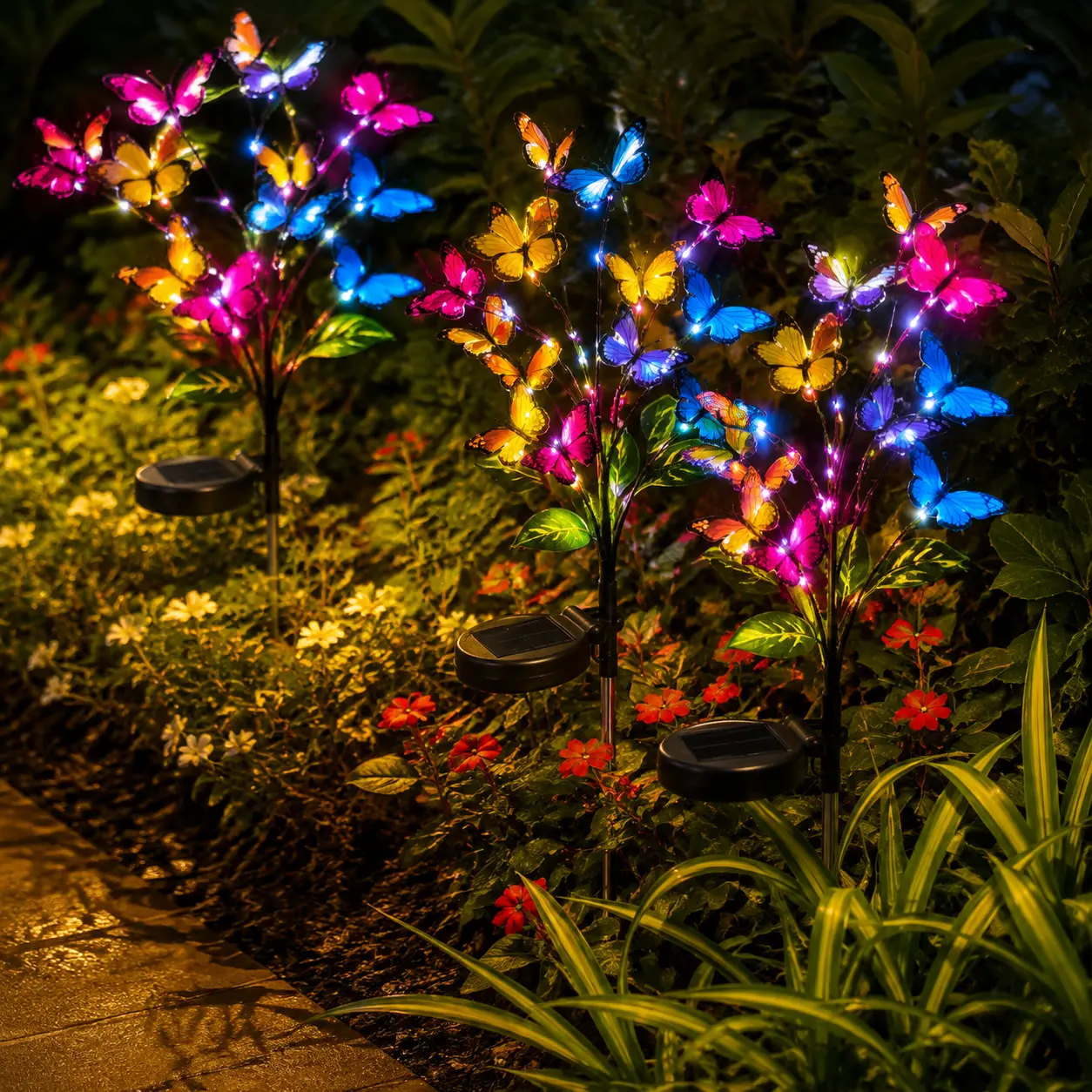 【Halloween Decor】Outdoor Solar Butterfly LED Lights - 2/4/6 Pack Waterproof Garden Stake Decorative Lamps with Auto Dusk-to-Dawn Glow, 49 LEDs Per Stake for Curb Appeal, Whimsy Decor, Mood Lighting & LED Pathway Lighting, Home Decor, Camping Essentials