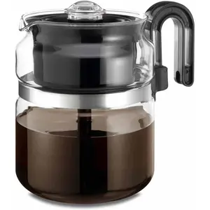 8-Cup Glass Stovetop Percolator Coffee Pot - Borosilicate Glass Coffee Percolator - BPA Free - Dishwasher Safe - Brewing on Electric and Gas Ranges