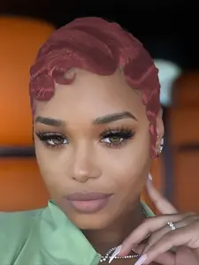 Pixie Cut Human Hair Wig Curly Wave Finger Wave Wig for Women 13x4 Transparent Lace Frontal Wig