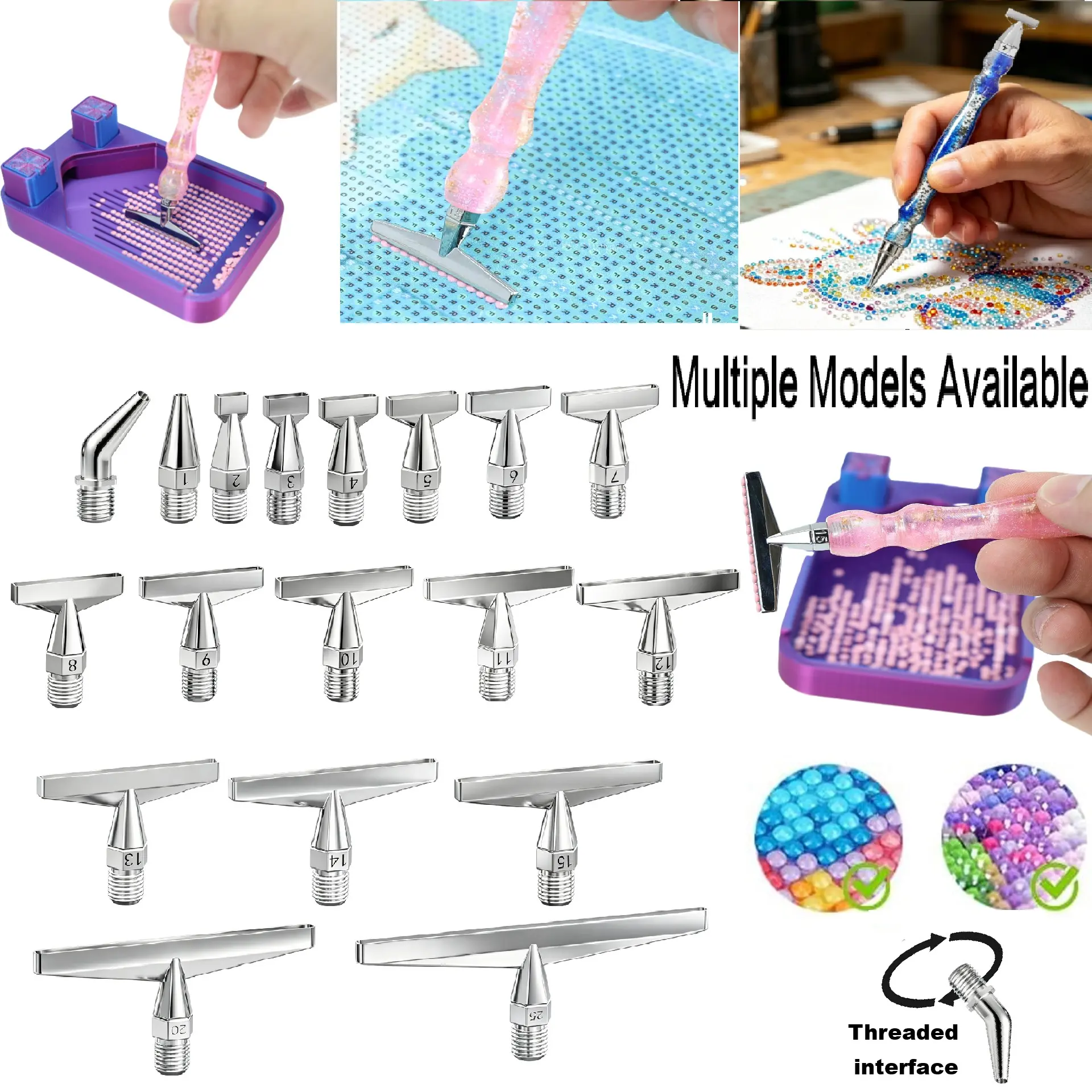 High-Quality New Stainless Steel Point Drill Bits, Ergonomic Threaded Drills, DIY Diamond Painting Tools, Various Sizes, Craft