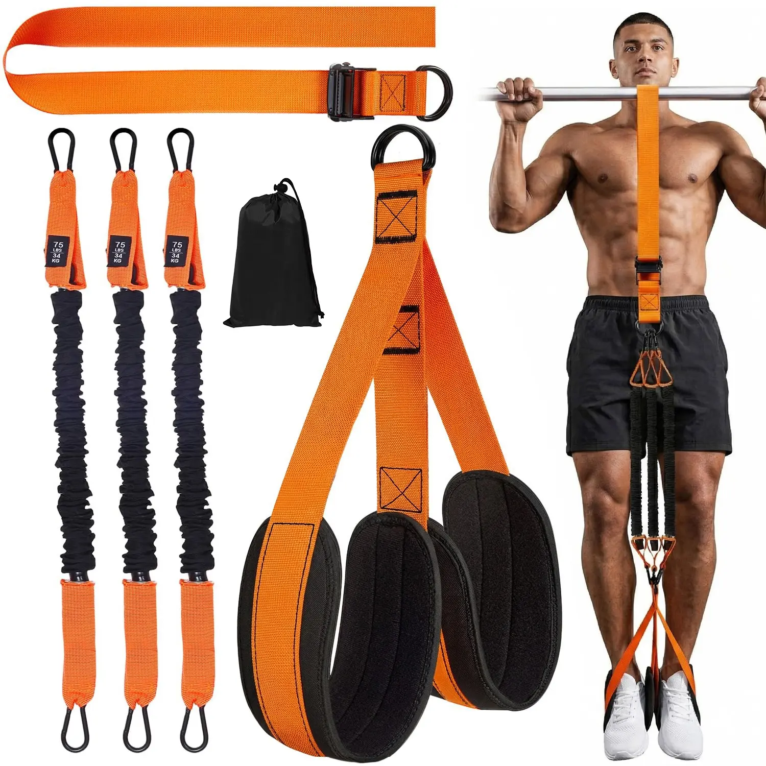 Pull Up Assistance Band, 1 Set Adjustable Resistance Band with Fabric Feet/knee Rest, Fitness Equipment for Home Gym Workout, Calisthenics Tools, Stretching Gear, Gym Belt, Workout Straps, Exercise Equipment, Training Equipment