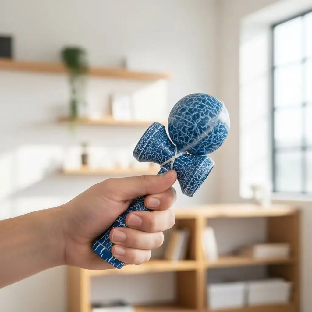 Kendama Skill Ball - Two-Tone Cracked Wood Grain Ball Hand-Eye Coordination and Balance Training Ball. Beginner Wooden Kendama for Hand Coordination and Balance Exercise, Starter Set | Beginner Skill Practice Ball.