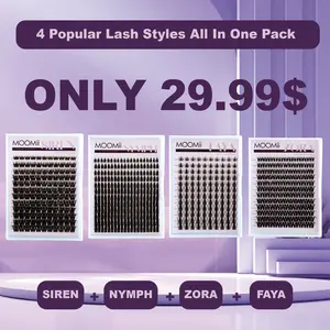 MOOMii D Curl Mixed Length Eyelash Clusters, 8-18mm Soft Fluffy Waterproof Cosmetic Lashes with Lightweight Soft Band for Beginners’ Daily Clean Girl & Glam Makeup Looks