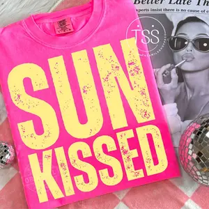 Comfort Colors Neon Sunkissed Shirt Retro Beach Collage T-Shirt Vintage Summer Graphic Tee Aesthetic Surf Life Top Vibrant Vacation Gift Spirit Era Art