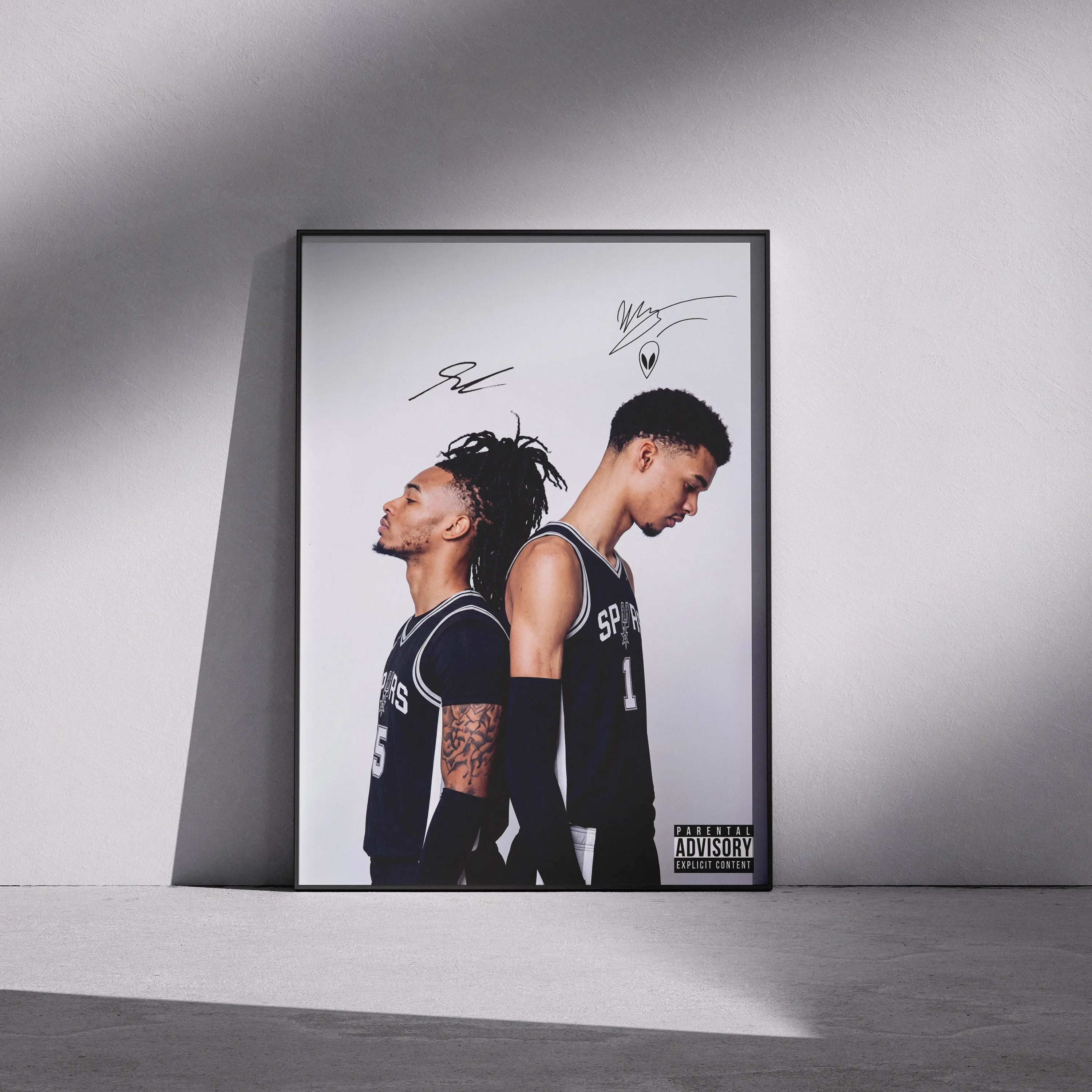 [NO FRAME] Wemby & Castle Fan Poster, Minimal Basketball Wall Art, Wemby and Castle Inspired Sports Decor, Black Aesthetic Bedroom Poster, Gift for Real Fans