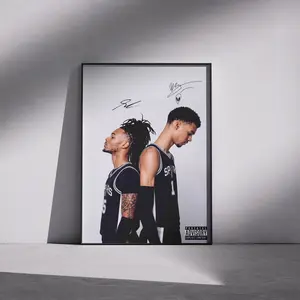 [NO FRAME] Wemby & Castle Fan Poster, Minimal Basketball Wall Art, Wemby and Castle Inspired Sports Decor, Black Aesthetic Bedroom Poster, Gift for Real Fans