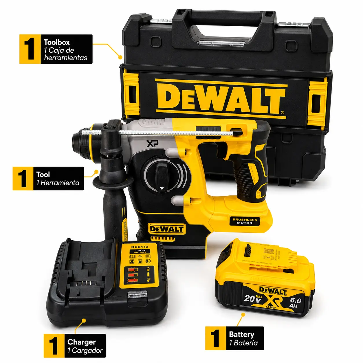 DEWALT DCH273 Cordless Brushless Rotary Hammer Kit With Battery & Charger