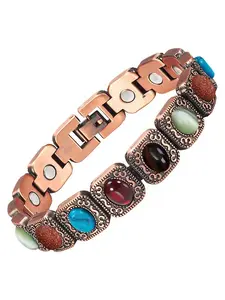 Magnetic Bracelets for Women, Ultra Magnetic Bracelet with Magnets & Turquoise & Stones, Colorblock Bracelet, Adjustable, Jewelry Gift, Stylish Accessory, Boho Style Bracelet