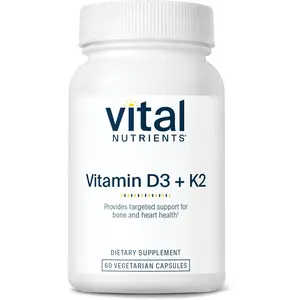 Vitamin D3 K2 Supplement 2000 IU for Healthy Calcium Levels Muscle and Bone Health 60 Capsules