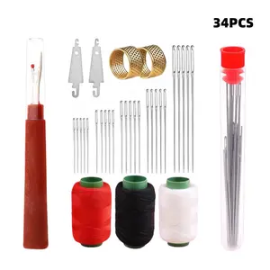 Strong and durable large-hole sewing needles that are prone to puncturing.34PCS Big Eye SteelNeedles Set-Long& Thin Handmade Quilting & Sewing Needles Kit for DlY Sewing Projects