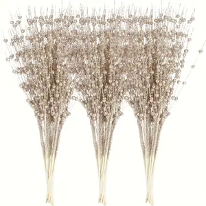 10 artificial sparkling berry stems for decoration. Select decorative beads from the Christmas glittering branches. Suitable for DIY wreaths for Christmas trees, handmade crafts as gifts, small flower vases for home decoration Decoration Bouquet