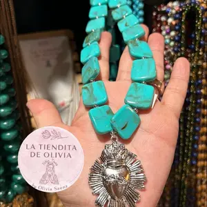 Sacred Heart Turquoise 20" long Necklace