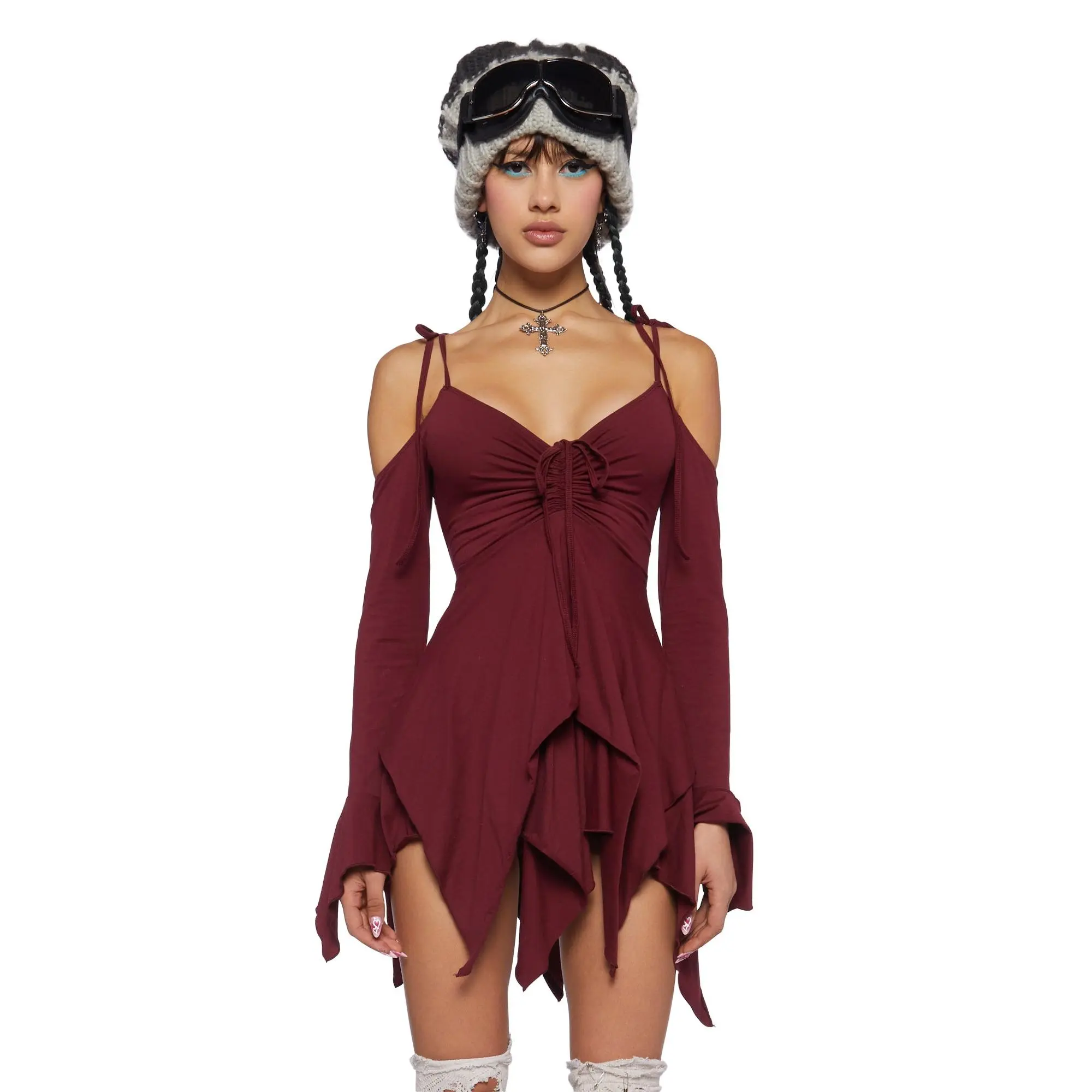 F is For Fairies Handkerchief Dress - Burgundy